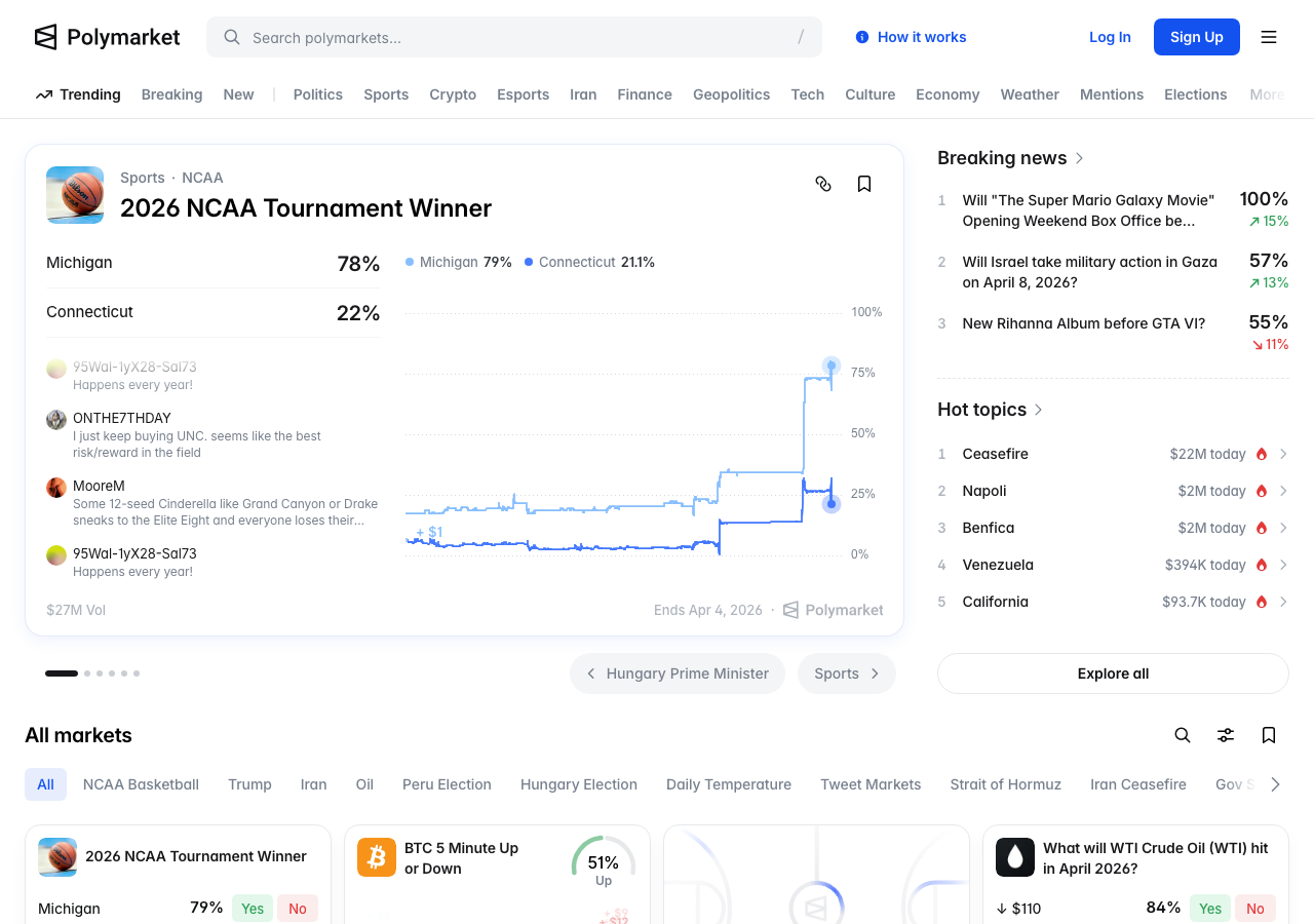 폴리마켓 홈페이지, 이번 업그레이드로 주문 체결이 더 빨라질 전망입니다